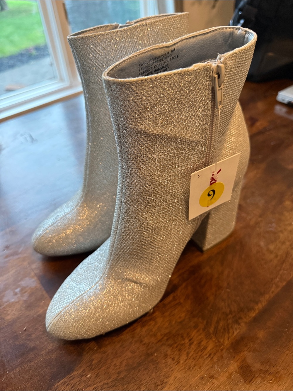 Madden Girl Silver Glitter Block Heel Ankle Boots